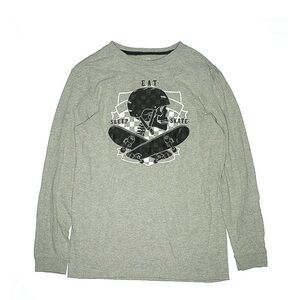 Old Navy Gray Long Sleeve Graphic Big Boy/young Teen Shirt - 18